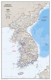 Wandkaart Korean Peninsula Noord- en Zuid Korea, 59 x 91 cm | National Geographic