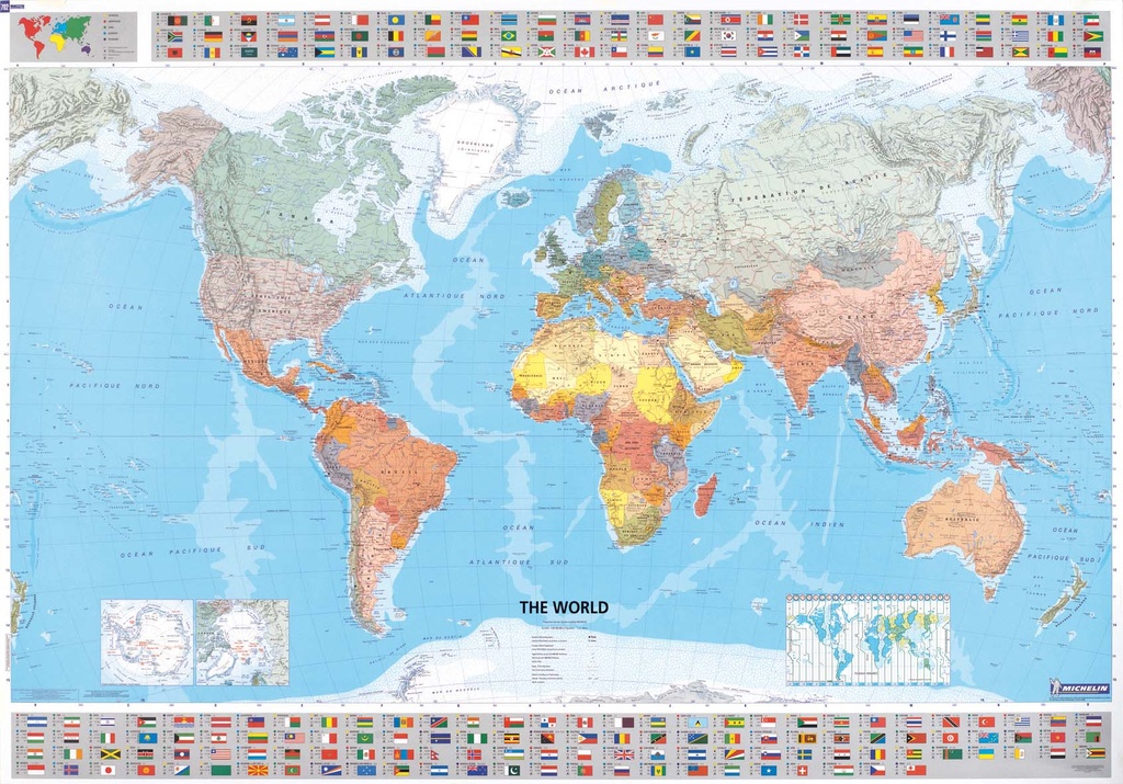 Wereldkaart 01 The World - Wereld, 144 x cm | Michelin | 9782061009901 | Reisboekwinkel De Zwerver