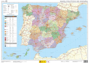 Wandkaart Spanje, 70 x 50 cm | CNIG - Instituto Geográfico Nacional