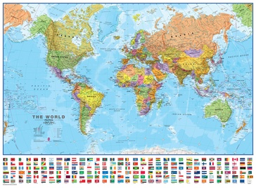 Wereldkaart 64P-mvlE Political, 101 x 72 cm | Maps International