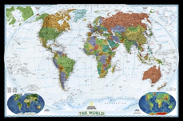 Wereldkaart Politiek, 186 x 122 cm | National Geographic