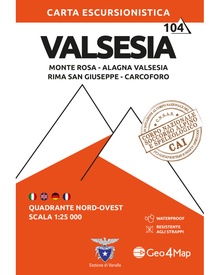 Wandelkaart - Topografische kaart 104 Valsesia - Monte Rosa | Geo4Map