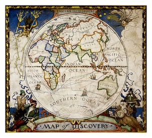 Historische wereldkaart Eastern hemisphere - oostelijk halfrond, 51 x 46 cm | National Geographic
