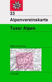 Wandelkaart 33 Alpenvereinskarte Tuxer Alpen | Alpenverein