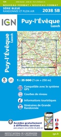 Wandelkaart - Topografische kaart 2038SB Puy l'Evêque, Luzech | IGN - Institut Géographique National