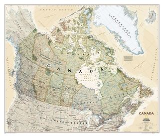 Wandkaart Canada, antiek, 97 x 82 cm | National Geographic