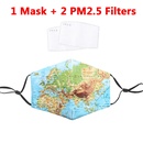 Mondkapje - gezichtsmasker met wereldkaart lichtblauw