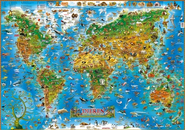 Kinderwereldkaart 92ML Dieren van de wereld, 140 x 100 cm | Dino's Maps