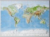 Wereldkaart - Reliëfkaart Wereld met voelbaar 3D reliëf  77 x 57 x 4,5 cm | GeoRelief