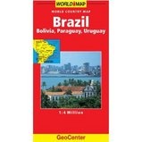 Landkaart - wegenkaart Brazilië, Bolivia, Paraguay, Uruguay | GeoCenter World Map