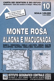 Wandelkaart 10 Monte Rosa, Alagna e Macugnaga | IGC - Istituto Geografico Centrale