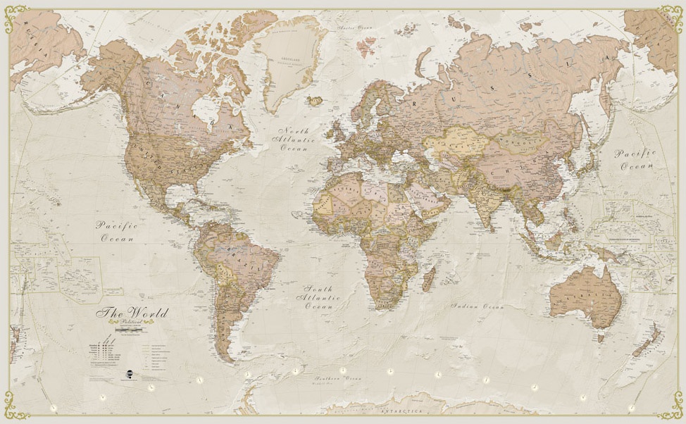 Tact fusie In beweging Wereldkaart 90 Antiek & politiek , 136 x 84 cm | Maps International |  9781910378038 | Reisboekwinkel De Zwerver