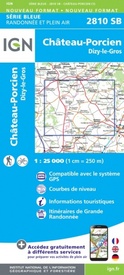 Wandelkaart - Topografische kaart 2810SB Château-Porcien, Dizy-le-Gros | IGN - Institut Géographique National
