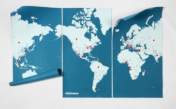Pin world Wall Map - pin wereldkaart blauw XL  210 x 130 cm | Palomar 