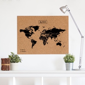 Wereldkaart van kurk Woody Map XL Zwart | Miss Wood
