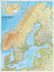 Wandkaart Scandinavië en IJsland, 75 x 100 cm | Norstedts