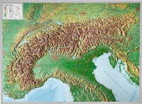 van de Alpen met voelbaar 3D Reliëf, 77 x 57 cm