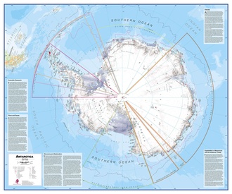 Wandkaart - Prikbord Antarctica - Zuidpool 120 x 100 cm | Maps International