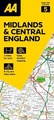 Wegenkaart - landkaart 5 Road Map Britain Midlands & Central England | AA Publishing