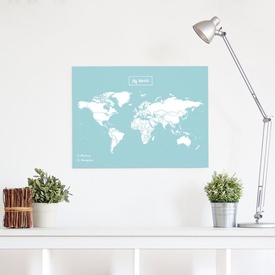 Wereldkaart van kurk Woody Map L Color Blauw - Wit | Miss Wood