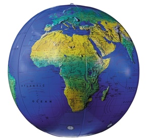 Opblaasbare wereldbol - globe Aarde natuurkundig 30cm | The Globe Company