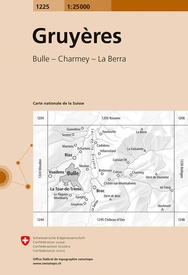Wandelkaart - Topografische kaart 1225 Gruyères | Swisstopo