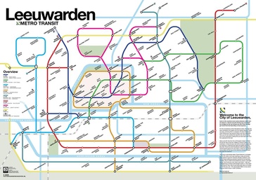 Wandkaart - Stadsplattegrond Leeuwarden Metro Transit Map - Metrokaart | Victor van Werkhoven