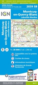Wandelkaart - Topografische kaart 2039SB Montcuq-en-Quercy-Blanc, Labastide-Marnhac | IGN - Institut Géographique National