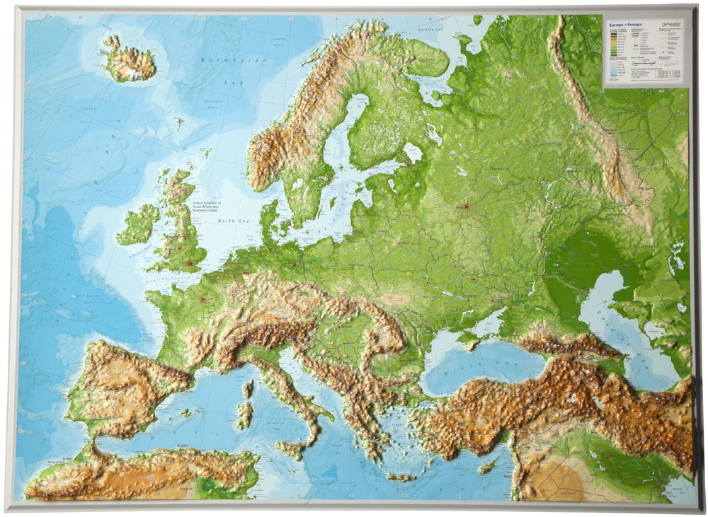 Lada Abnormaal Monopoly Wandkaart - Reliëfkaart Europa met voelbaar 3D reliëf, 77 x 55 x 2 cm |  GeoRelief | 4280000664372 | Reisboekwinkel De Zwerver