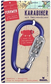   Bagageslotje Fernweh Karabiner mit Zahlenschloss - Blauw | Moses Verlag