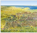 Wandkaart Das Grosse Alpen - panorama, sommer / zomer uitgave | 202 x 60,6 cm | MairDumont