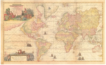 Historische wereldkaart Mundo Cartas náuticas 1709 (Gerard van Keulen) | 98 x 60 cm | CNIG - Instituto Geográfico Nacional