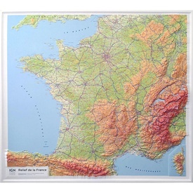 Reliëfkaart Frankrijk 102 x 92 (9782758547884) | IGN - Institut Géographique National