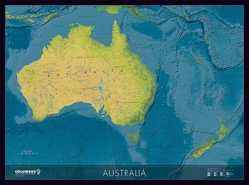 Wandkaart Australia Political & Physical | Columbus Globes