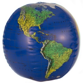 Opblaasbare wereldbol - globe Aarde natuurkundig 40cm | The Globe Company