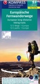 Wandelkaart Fernwanderwege Europa, Long-Distance-Paths Europe | Kompass
