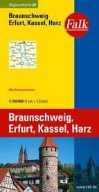Wegenkaart - landkaart 08 Regionalkarte-de Braunschweig - Erfurt - Kassel - Harz | Falk