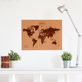 Wereldkaart van kurk Woody Map L Bruin  | Miss Wood