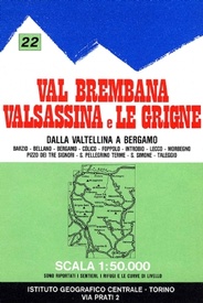 Wandelkaart 22 Val Brembana, Valsassina e le Grigne | IGC - Istituto Geografico Centrale