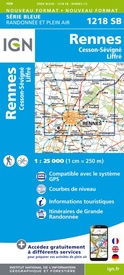 Wandelkaart - Topografische kaart 1218SB Rennes – Cesson-Sévigné – Liffré | IGN - Institut Géographique National