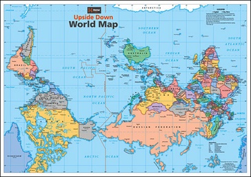 Wereldkaart World Upside Down (71), politiek 85 x 60 cm | Hema
