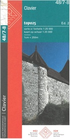 Topografische kaart - Wandelkaart 48/7-8 Topo25 Clavier | NGI - Nationaal Geografisch Instituut