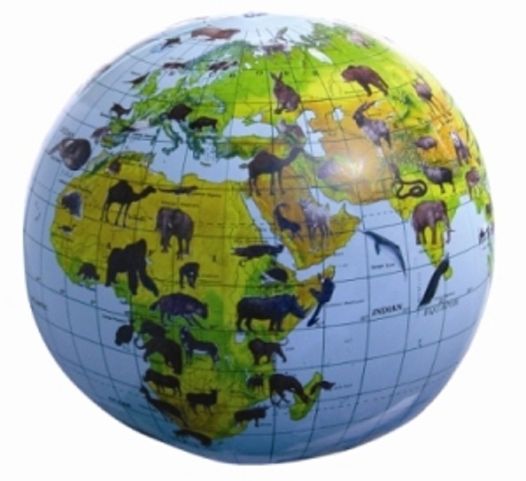 wereldbol - globe Aarde Dieren Blauw | Harlekijn | 8718164281907 | Reisboekwinkel De Zwerver
