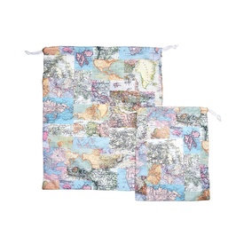 Kadotip Waszak met vintage wereldkaart, set van 2 maten | Sass & Belle