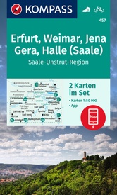 Wandelkaart 457 Erfurt - Weimar - Jena - Gera - Halle (Saale) | Kompass