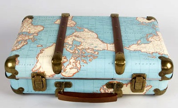 Koffertje met vintage wereldkaart | Sass & Belle