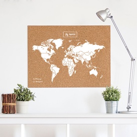 Wereldkaart van kurk Woody Map XL Wit | Miss Wood