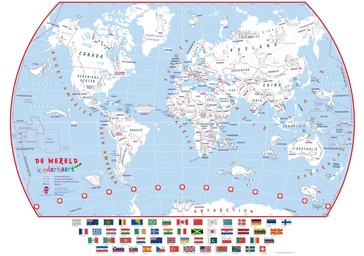 Kinderwereldkaart De wereld krabbel kinderkaart, 84 x 59 cm | Maps International