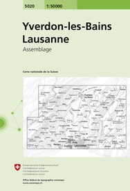 Wandelkaart - Topografische kaart 5020 Yverdon-les-Bains - Lausanne | Swisstopo