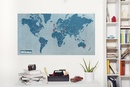 Wereldkaart - Wereldkaart op canvas Pin world wall map - blauw large | Palomar Wereldkaart Pin world wall map - Blauw Small - 77  x 48 cm | Palomar